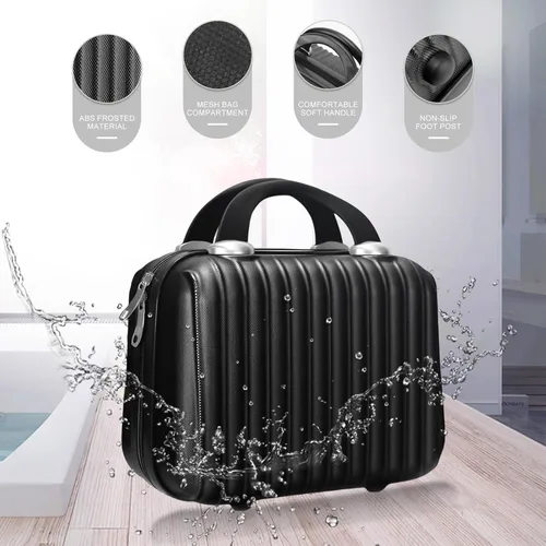 Vista 4 de Estuche de cosméticos rígido de 11 pulgadas, estuche organizador de maquillaje, bolsa organizadora pequeña y portátil de tren de maquillaje