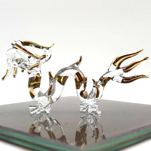 Vista 10 de Figuras artísticas de cristal soplado a mano en miniatura de dragón, animales de fantasía, regalo coleccionable, decoración del hogar, 3 pulgadas