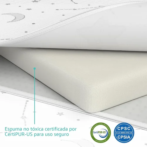 Vista 4 de YENING Colchón plegable de 38 x 26 pulgadas, impermeable, para Pack N Play Matress Topper transpirable