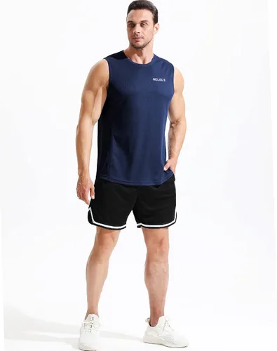 Vista 7 de NELEUS Camiseta sin mangas para hombre Dry Fit Workout Running