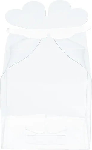 Vista 14 de Restaurantware - Cajas de recuerdo de boda de 2.8 x 2.4 pulgadas, 100 cajas de dulces transparentes con parte superior de trébol. Para bodas, baby