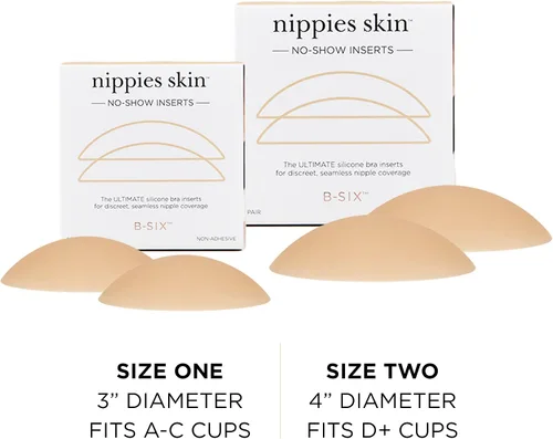 Vista 6 de NIPPIES Fundas de pezón con forro de brasier no adhesivo para mujer, insertos reutilizables de silicona no se muestran con caja de viaje