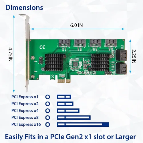 Vista 4 de Syba 8 puertos SATA III a PCIe 3.0 x1 tarjeta de expansión no RAID doble ASM1064 soporte de perfil bajo, SD-PEX40163