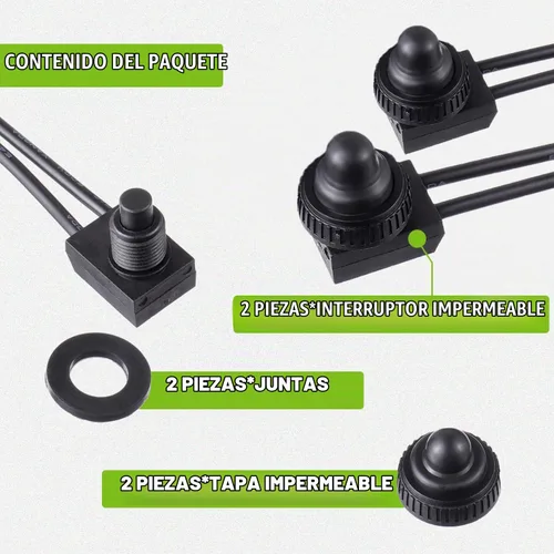 Vista 7 de KP-107 Interruptor de botón impermeable 12 V Interruptor SPST de encendido/apagado con líneas de 4.5 pulgadas para motocicleta/automóvil