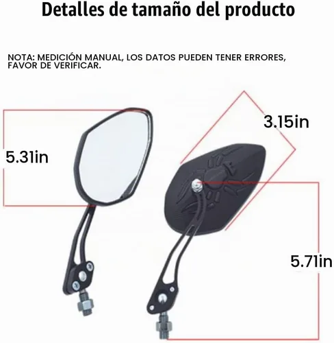 Vista 2 de Espejos de bicicleta para manillar, 2 piezas de seguridad HD espejo retrovisor para manillar, espejos ajustables para bicicleta, espejo retrovisor