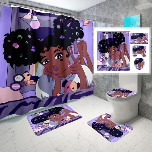 Vista 14 de BATATADOCE Juego de baño Gaming con cortina de ducha y alfombras para niños