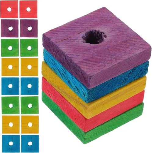 Vista 9 de 100 piezas de madera bloques de loro juguetes pájaro loro jaula piezas para bricolaje jugar masticar trituración