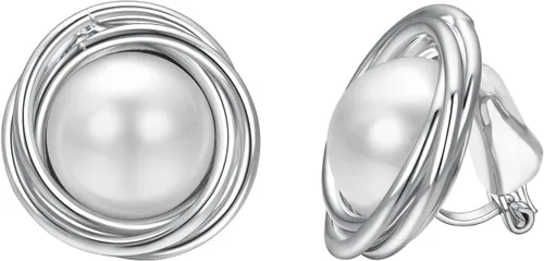 Vista 34 de Yoursfs Aretes de clip de perlas blancas grandes para mujer, chapados en oro de 18 quilates, hipoalergénicos, sin perforaciones, joyería brillante