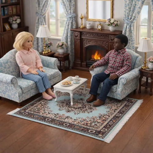 Vista 3 de Juego de 4 alfombras de área para casa de muñecas, accesorios de alfombra en miniatura para casas de muñecas, decoración rectangular de suelo de 6 x
