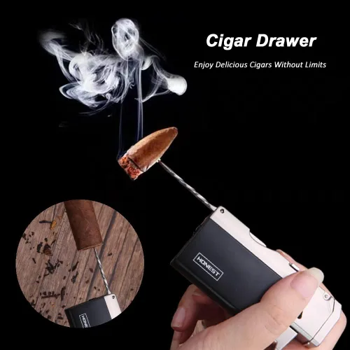 Vista 4 de PROMISE Jet Torch - Encendedor de puros, llama ajustable, recargable con butano, para exteriores (negro)
