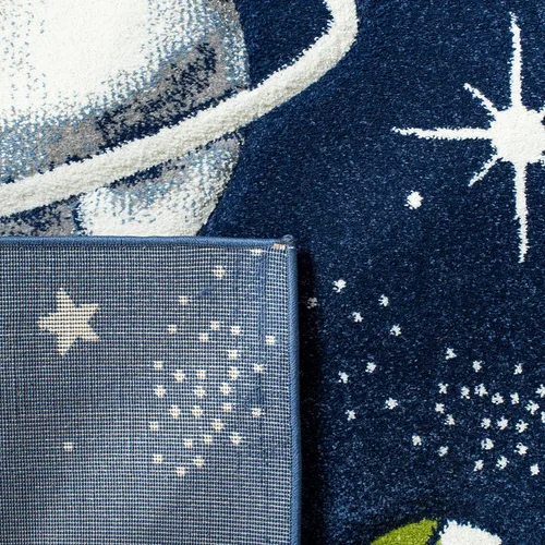 Vista 3 de SAFAVIEH Carousel Kids Collection - Alfombra cuadrada de 8 pies, color azul marino y marfil, no desprende pelusa y de fácil cuidado, ideal