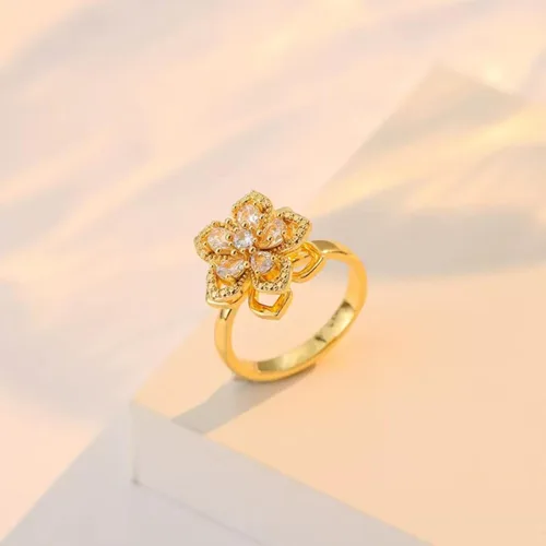 Vista 27 de Sunflower Ring Spinning Fidget Rings for Anxiety Open Adjustable Spinner Sun Ring Creative Relieving Stress Rotating Jewelry