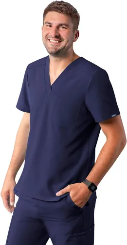 Vista 9 de Adar Addition Scrubs para hombre - Camiseta médica clásica con cuello en V Negro