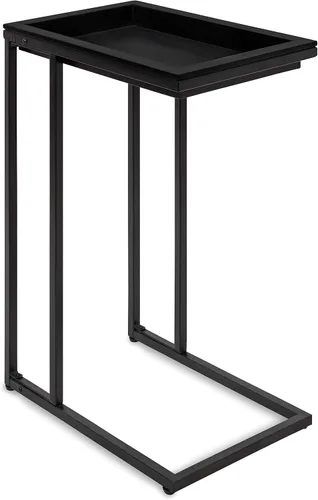 Vista 8 de Kate and Laurel Lockridge - Sofá industrial moderno de madera y metal, mesa auxiliar plegable, color marrón rústico claro y negro Natural