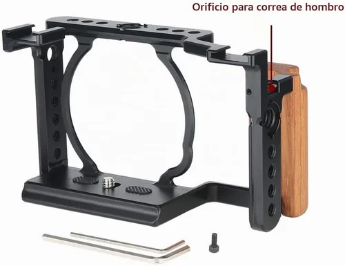 Vista 9 de NICEYRIG Kit de jaula con empuñadura de madera para cámara Sony Alpha A6100 A6400 sin espejo, con puntos de bloqueo dobles - 342