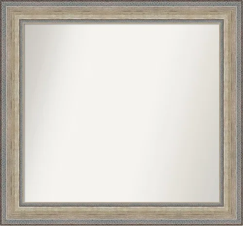 Vista 139 de Amanti Art Espejo de baño plateado para sobre el fregadero, 28 x 37 pulgadas, elegante espejo rectangular de peltre cepillado, marco de madera