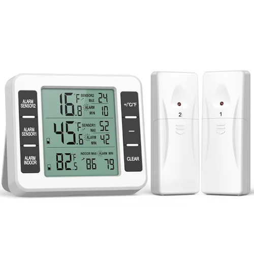 Vista 10 de Termómetro de Refrigerador AMIR (Nueva Versión), Termómetro Inalámbrico para Interior y Exterior, Sensor de Monitoreo de Temperatura con Alarma