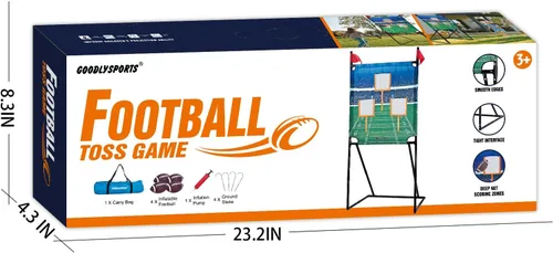 Vista 7 de GOODLYSPORTS Juego de lanzamiento de fútbol americano con 4 pelotas inflables + diana de lanzamiento de 66" - práctica de diana de fútbol americano