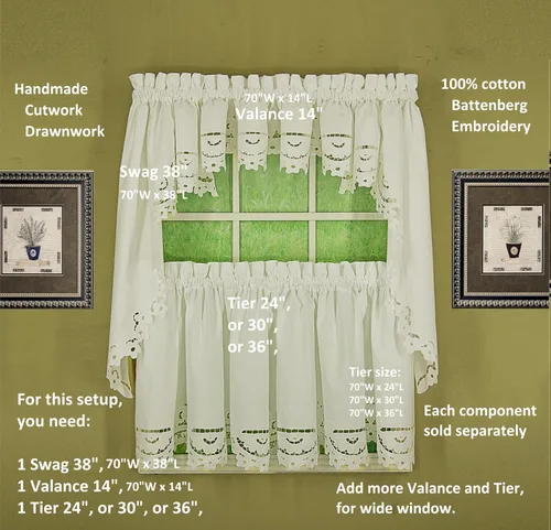 Vista 6 de Today's Curtain Imperial Classic - Cenefa de corte dibujada, 14 pulgadas, color beige