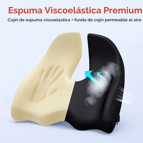 Vista 4 de Benazcap - Cojín de espuma viscoelástica para asiento que alivia el dolor de ciática y coxis