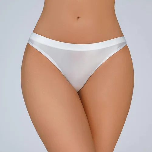Vista 5 de Tangas de algodón para mujer, sedosas, brillantes, de cintura baja, transparentes, ropa interior sexy (blanco, L)
