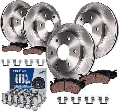 Vista 19 de Detroit Axle - Kit de frenos para Land Rover LR3 2005-2009, Rotores de freno deportivos Range Rover 2006-2009 y pastillas de freno de cerámica 2007