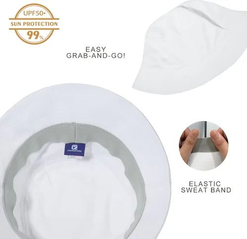 Vista 52 de GADIEMKENSD Sombrero de pescador 100% algodón, unisex, protección solar UPF 50, ligero, plegable