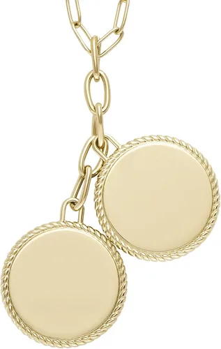 Vista 2 de Fossil Collar de cadena con dije de acero inoxidable grabado chapado para mujer