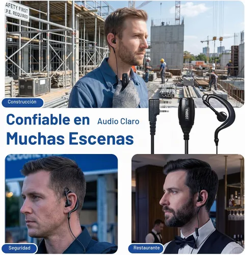 Vista 12 de Walkie Talkie Auricular con micrófono PTT 2-Pin G-forma de auriculares de seguridad