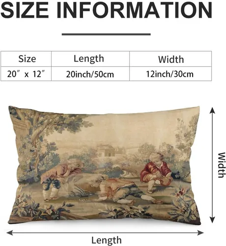 Vista 2 de Synthwave Aubusson - Fundas de almohada con estampado francés antiguo de 12 x 20 pulgadas, almohadas decorativas para decoración del hogar, almohada