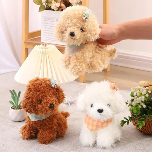 Vista 5 de Peluche de Perro de 8 Pulgadas, Juguete de Peluche de Perro Relleno, Gran Regalo para Niños, Decoración del Hogar (Beige)