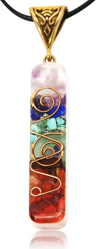 Vista 8 de Orgone Chakra Pendant 7 Chakra Stones Necklace Orgonite Pendant with Adjustable Cord Crystals Necklace for Women Men