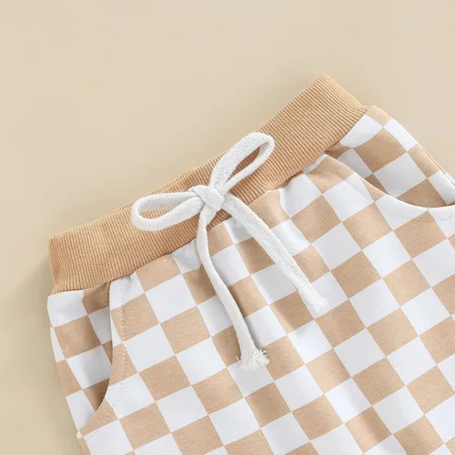 Vista 6 de Pantalones deportivos de algodón con estampado a cuadros para bebés y niñas pequeños