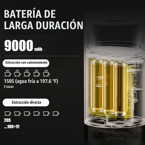 Vista 4 de Nuttii E-Coffee - Máquina de café espresso portátil, cafetera de viaje autocalentable de 20 bares, control de presión preciso para extracción