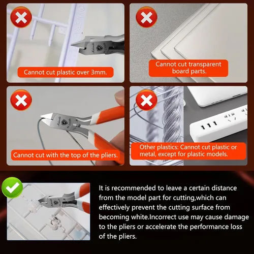 Vista 6 de Pinzas de modelo ultradelgadas de una sola hoja para Gundam, pinzas de corte de plástico para maquetas, kit de modelo para construcción de modelos