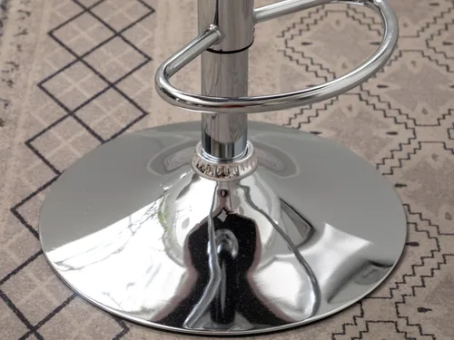 Vista 8 de Shell - Juego de 2 taburetes de bar giratorios ajustables con chasis plateado, silla de bar de terciopelo con respaldo medio, taburete de encimera