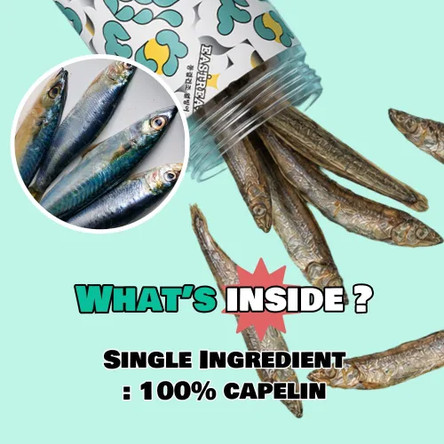 Vista 3 de Golosinas de capelán liofilizadas para mascotas, omega-3, soporte