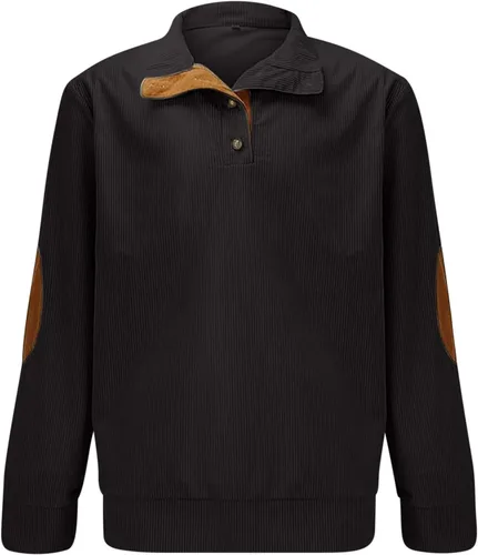 Vista 5 de SKDOGDT Sudadera de gran tamaño para hombre, con cremallera de 14, forro polar, sherpa, casual, cuello alto, cuello en V, polo, camisas militares