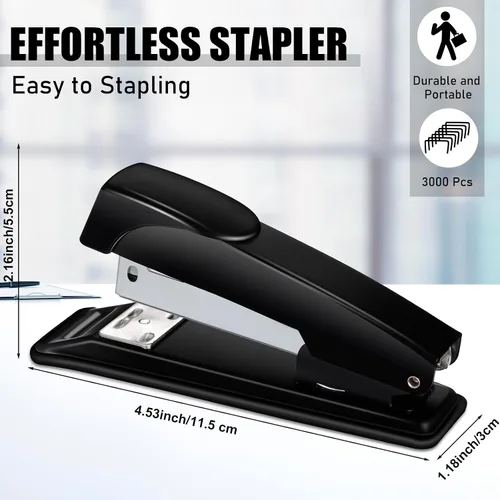 Vista 2 de Thenshop Juego de 6 grapadoras de escritorio, dispensadores de cinta, grapadoras negras para oficina de escritorio con grapas estándar, soporte