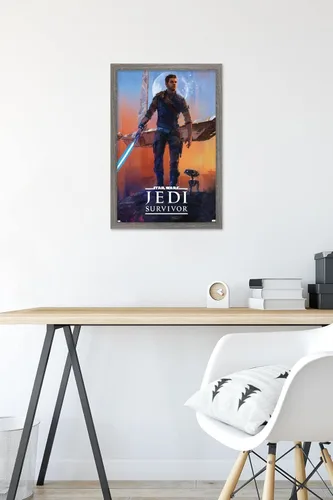 Vista 6 de Trends International Star Wars: Jedi: Survivor - Póster de pared de lujo, 22.4 pulgadas de largo x 14.7 pulgadas, versión enmarcada de madera