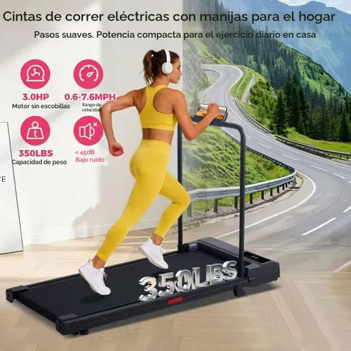 Vista 4 de Portable Walking Pad Treadmill for Home, Treadmills with Handles, 3.0HP Compact Walking Pad Treadmill with Handle Bar, 0.6-7.6MPH Mini Walking