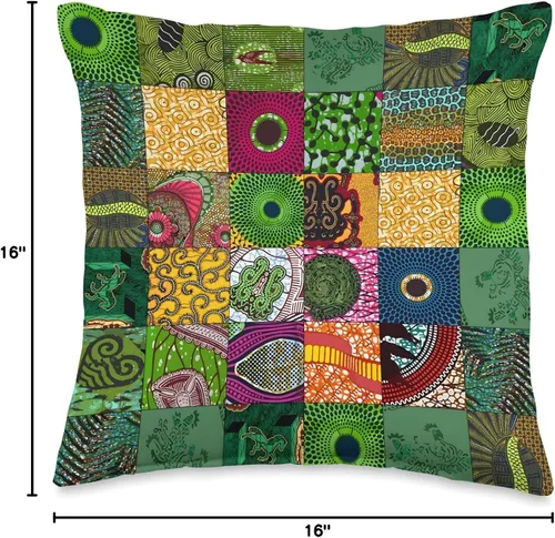 Vista 4 de Nativ Hand Ankara Kitenge - Almohada de retazos con estampado de cera africana, 16 x 16, multicolor