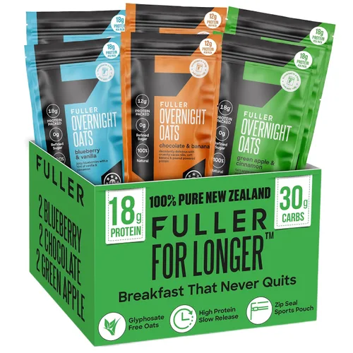Vista 7 de Deliciosa avena nocturna con alto contenido de proteínas y arándanos y vainilla, FULLER diseñado por nutricionistas para más tiempo con bajo
