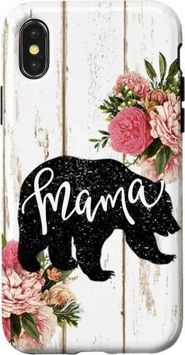 Vista 5 de Funda para iPhone 12 mini rústico de la casa rural linda mamá Woodgrain Shiplap Board Mama Bear
