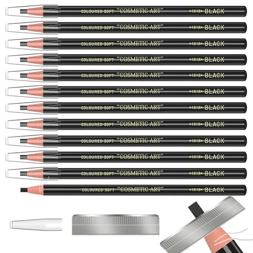 Vista 12 de Kit de maquillaje para tatuar cejas y suministros de microblading con lápices de cejas resistentes al agua - Permanentes, en 5 colores, lápices