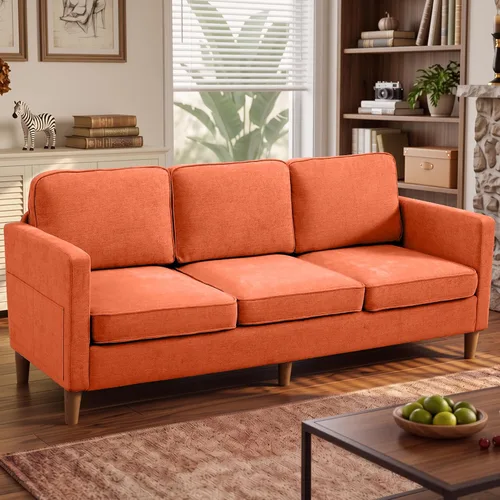 Vista 41 de Kingfun Juego de 2 sillas decorativas, sillas de sala de estar, sillón de lectura de mediados de siglo, felpilla con pie de madera maciza