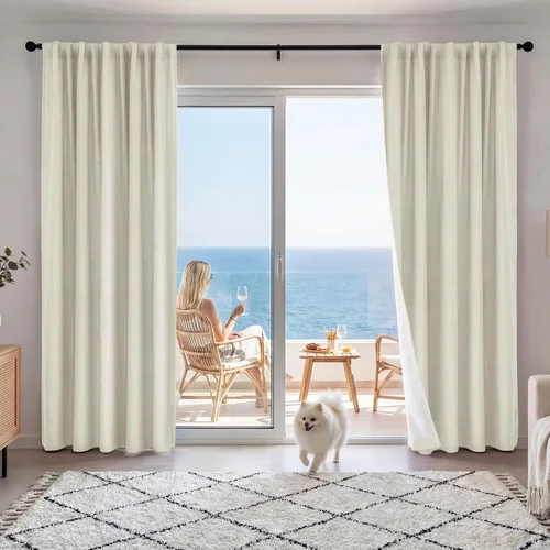 Vista 18 de RYB HOME Cortinas de lino texturizado 100% opacas de 84 pulgadas de largo, aislamiento térmico, privacidad, ahorro de energía para dormitorio, sala