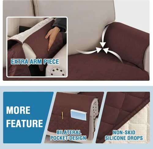 Vista 6 de H.VERSAILTEX Fundas de sofá para sofá seccional, 2 piezas, funda de sofá en forma de L, 100% impermeable y lavable, protector de sofá para perros