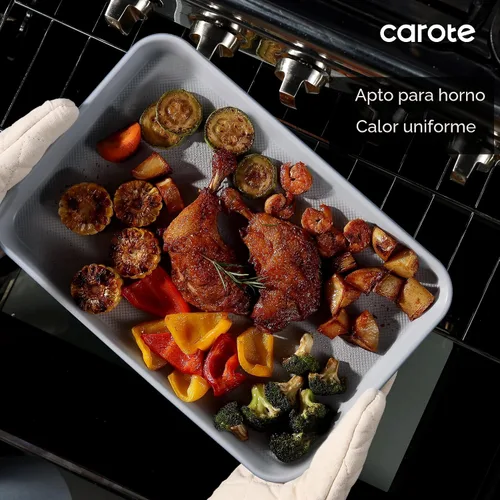 Vista 6 de CAROTE - Bandeja para hornear de 3 piezas, hojas de galletas antiadherentes, color azul y gris