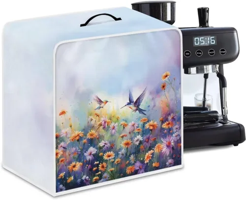 Vista 61 de Funda para cafetera, poliéster, azul, se adapta a la mayoría de máquinas de café estándar, protector resistente al polvo, huellas dactilares